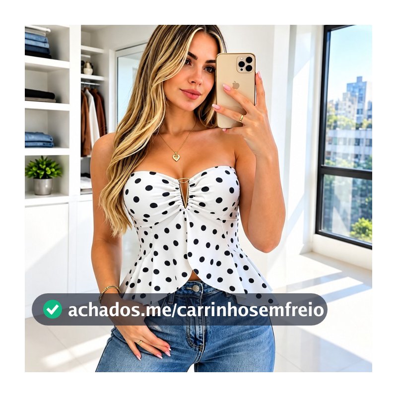 Cropped POA Feminino Peplum com Bojo  Fivela Dourada Moda Verão