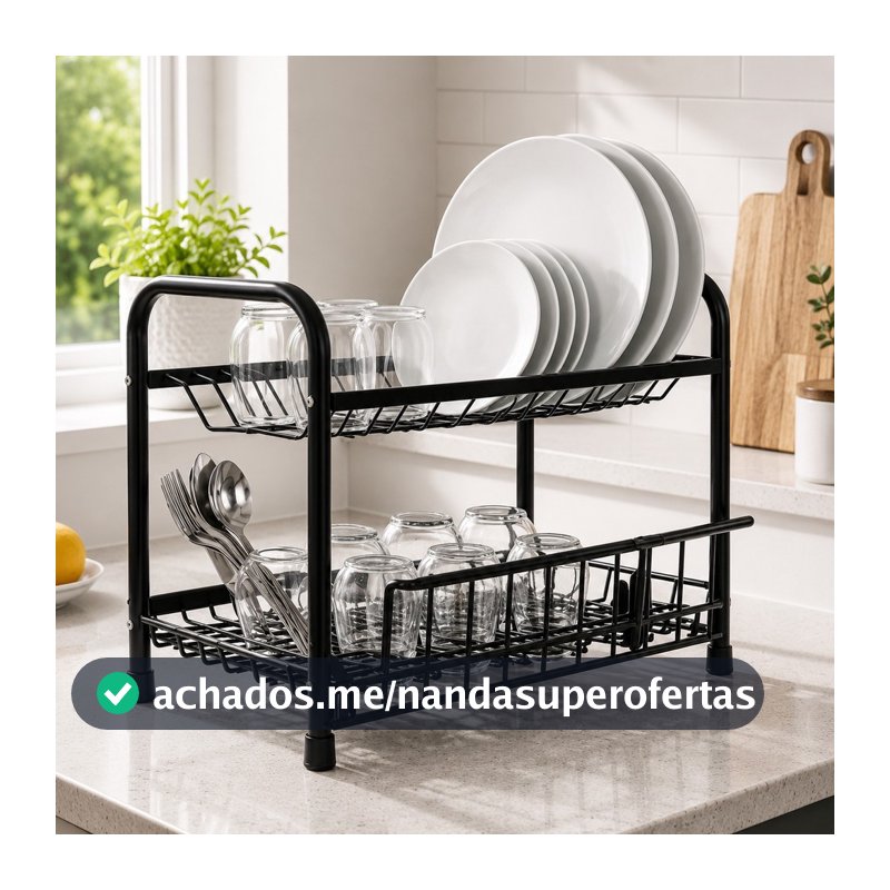 Escorredor de Louças Aço Luxo 13 Pratos 6 Copos Espaçoso Resistente