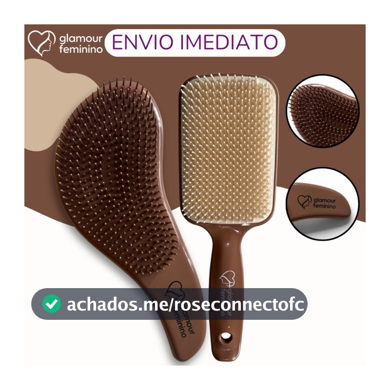 Kit 1 Escova Raquete Premium + 1 Escovas Mágicas Premium - Anti Frizz - De Desembaraçar Cabelo - Glamour Feminino