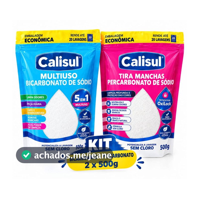 🧼 KIT BICARBONATO + PERCARBONATO DE SÓDIO CALISUL — 500G CADA PRODUTOS COM A QUALIDADE CALISUL PRODUTO DE LIMPEZA PURO