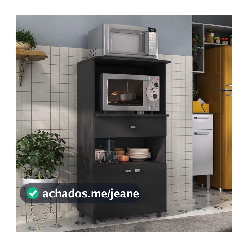 Balcão Multiuso para Forno e Micro-ondas Multimóveis Branco 4060G com 2 Portas e 1 Gaveta