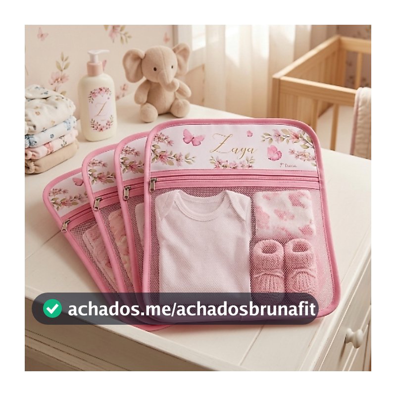 Saquinhos Organizador Saída Maternidade Bebê Jardim Borboletas Aquarela Personalizado
