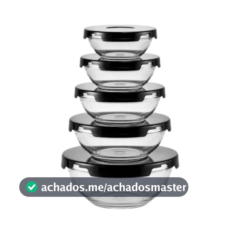 Conjunto Tigela Vidro Bowl Marmita Tampa 5 ou 10 Peças Herméticos Cozinha Refeições