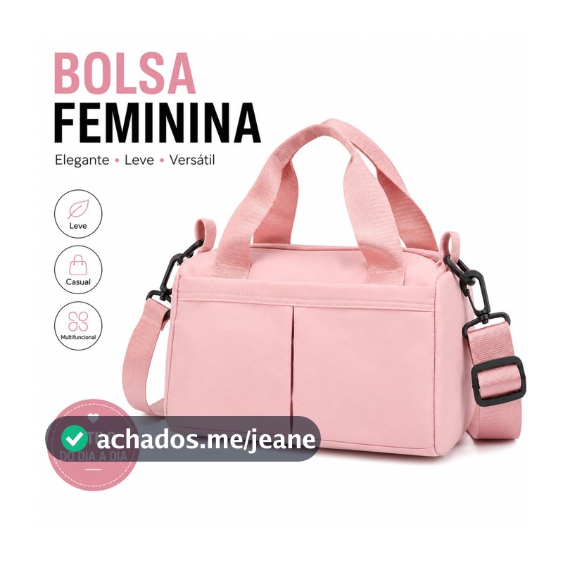 Bolsa Feminina de Mão e Transversal Casual Grande Capacidade com Zíper Alça Ajustável 8 Cores