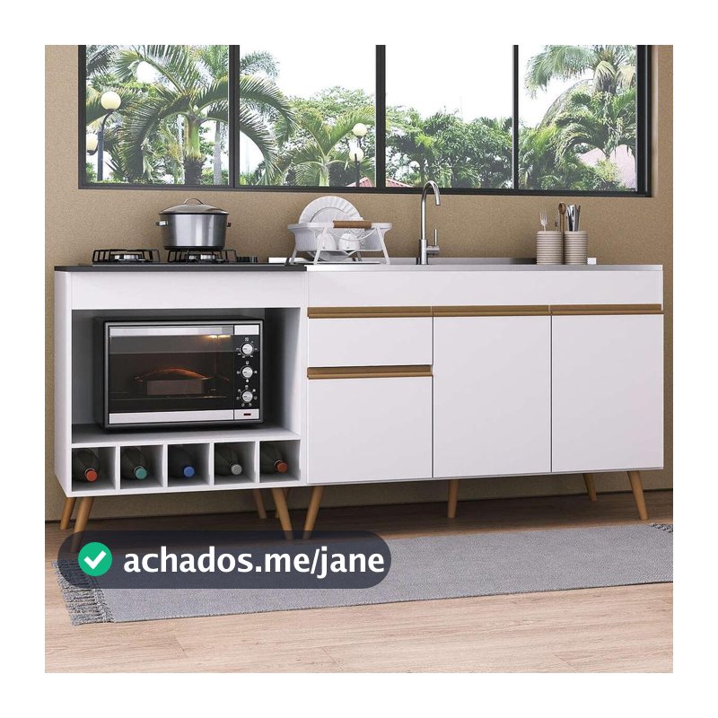 Kit Balcão de Cozinha para Pia e Balcão para Cooktop/Forno 190cm Veneza Multimóveis MP2384