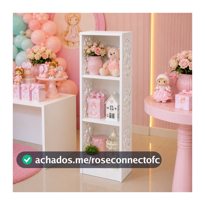 Prateleira Branca em MDF para Doces Enfeites Festa Eventos Exposição Display e Decoração de Mesa