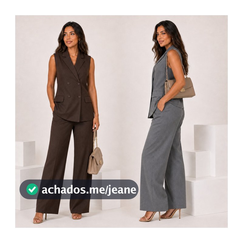 Conjunto Alfaiataria Transpassado Feminino Colete Social Calça Elegante E Moda Executiva Premium Casual Outono Inverno