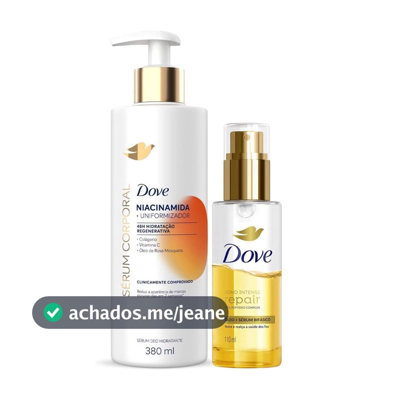 Kit Dove Sérum Corporal Niacinamida Uniformizador 380ml + Óleo Sérum Reparador 110ml