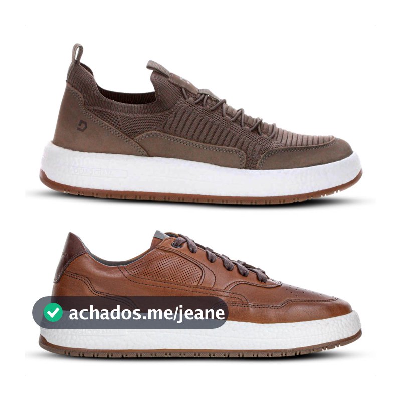 Tênis Masculino Democrata Denim Drake Pulse Marrom Casual Confortável