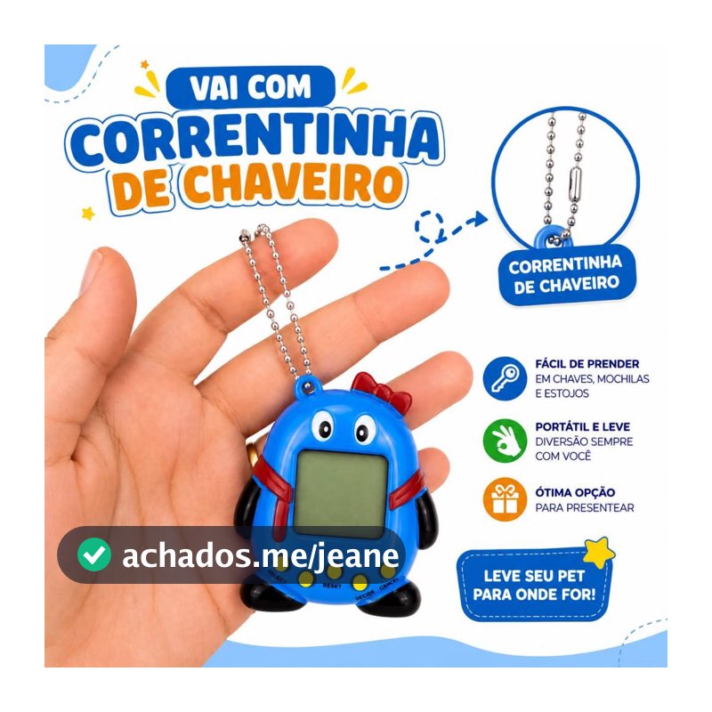 Mini Tamagotchi Virtual Pet Chaveiro Eletrônico Com Corrente Brinquedo Digital Interativo Infantil