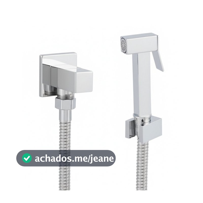 Ducha Higiênica Chuveirinho Banheiro Quadrada Metal Inox Engate 1,20 Super Luxo Cromo Premium