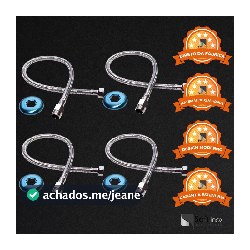 Kit 4 Mangueira Engate Flexível Aço Inox 60 Cm 1/2 Entrada