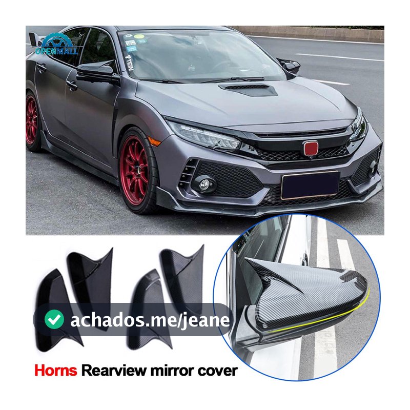 OM Par De Fibra De Carbono Estilo Retrovisor Capa De Espelho Para Honda Civic 10a 2016-2020 ABS