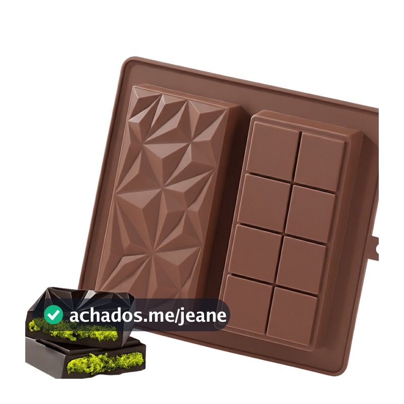 Forma Silicone Barras Chocolate Dubai Recheada Dupla Confeitaria Decoração Resistente Antiaderente
