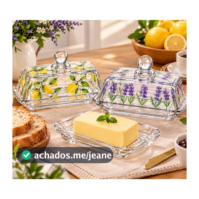Manteigueira Lavanda limao siciliano Porta Manteiga Servir Mesa Posta Lyor 17,5cm