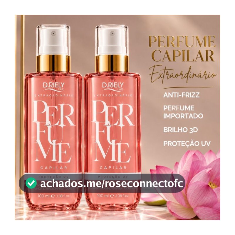 Perfume Capilar P/ Cabelo Feminino C/ Brilho Anti Frizz Proteção UV D.Riely Hair Body Splash Capilar