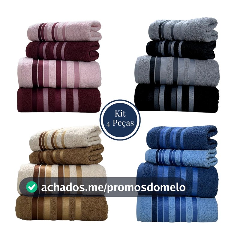 Jogo Toalha de Banho 4 Peças 100% Algodão Grossa Felpuda Super Macia Excelente Absorção New Premier Habitat