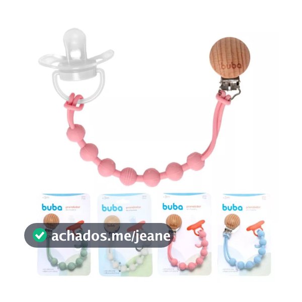 Buba, Prendedor De Chupeta Em Silicone Rosa / Verde / Bege / Azul