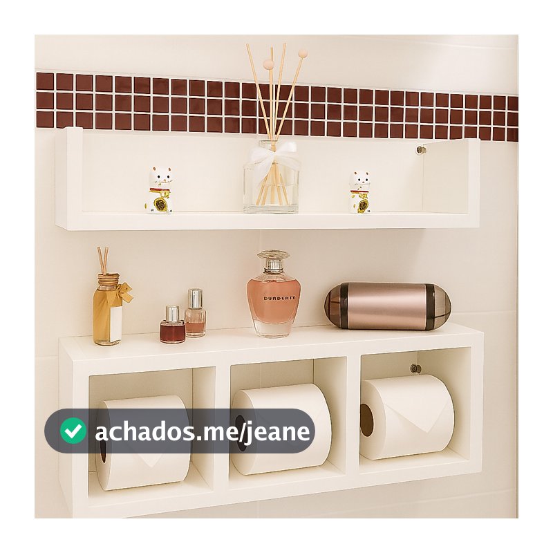 Nicho Decoração Banheiro Enfeite Papel Higienico MDF Branco Preto Texturizado para Perfumes