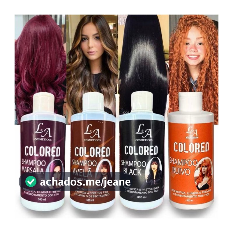 Shampoo Escurecedor Cabelos Brancos Tonalizante Preto, Avelã, Marsala Platinado Colored 100% Natural