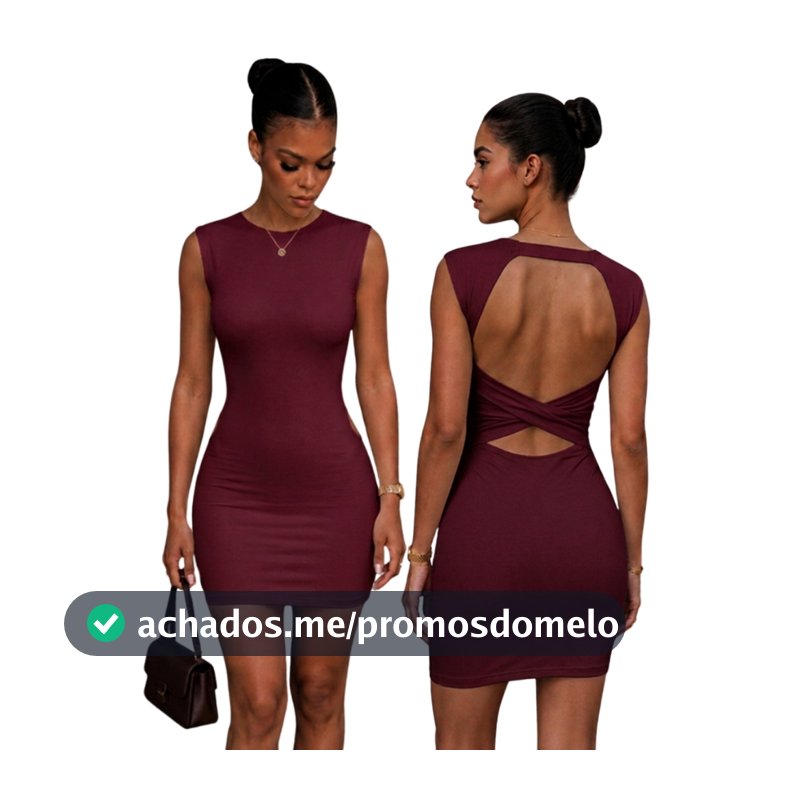 Vestido Curto Regata Feminino Suplex Premium Basico Costas Abertas Trançado Estilo Gringa Forro Duplo Modelador