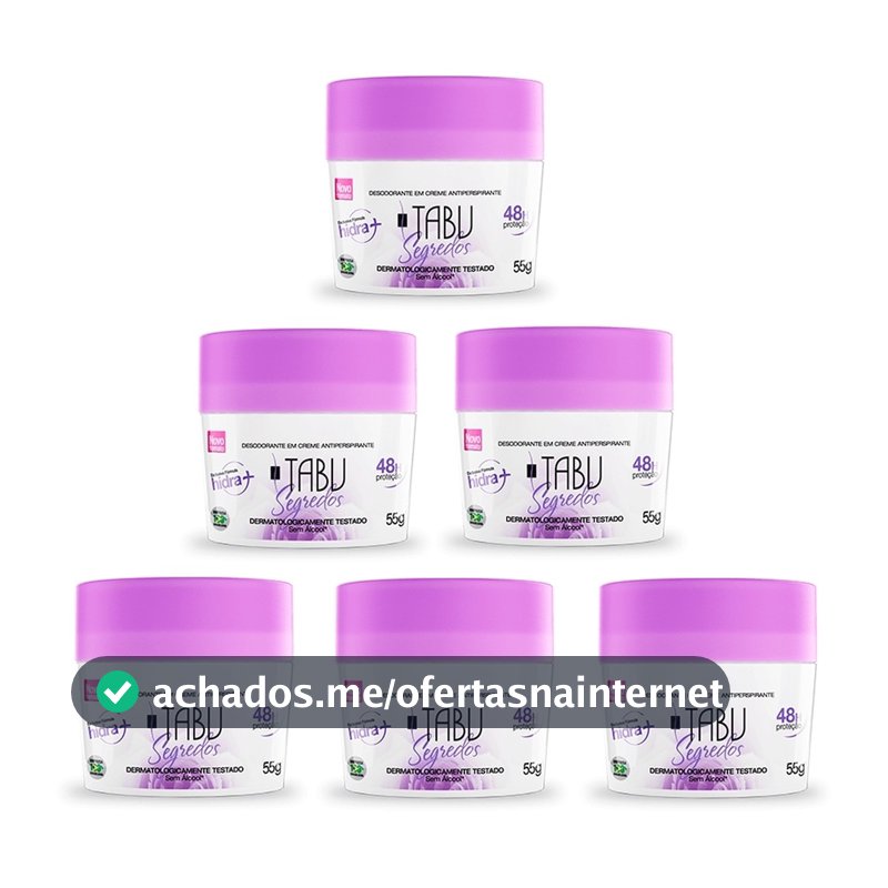 Kit 6 unid - Desodorante Creme Antitranspirante Tabu Segredos 55G