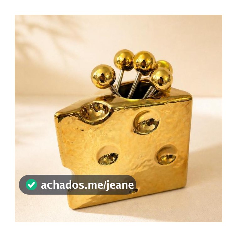 Conjunto Para Petiscos em Cerâmica Suporte Queijo + 6 Garfinhos