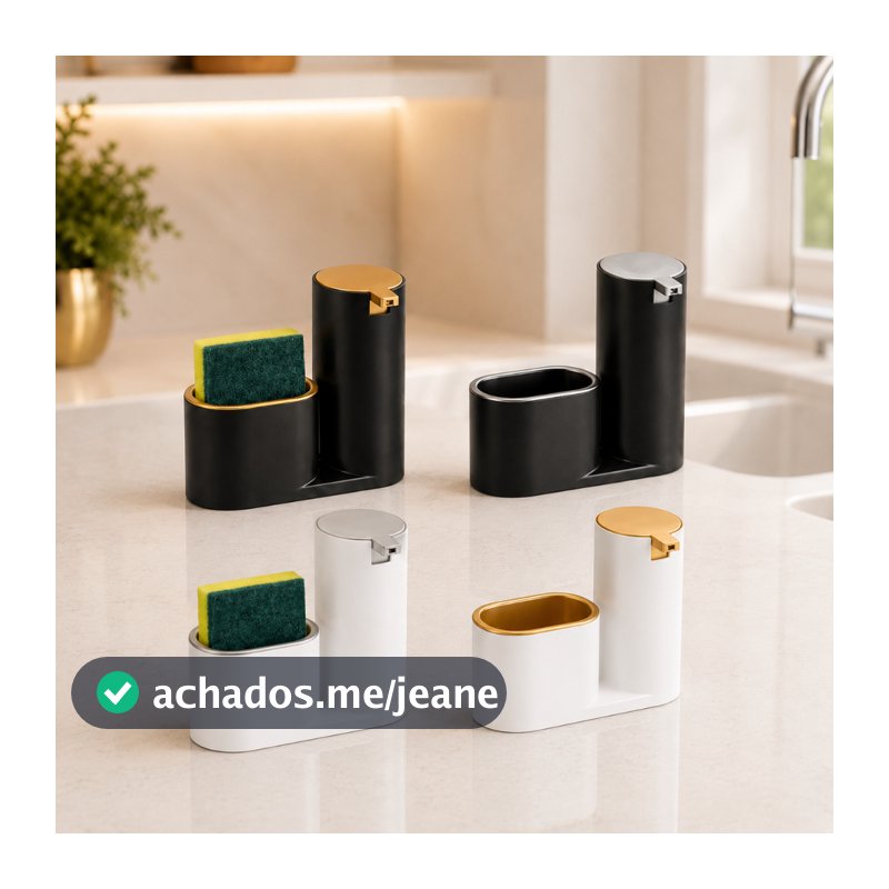 Dispenser Porta Detergente e Bucha Luxo Cozinha