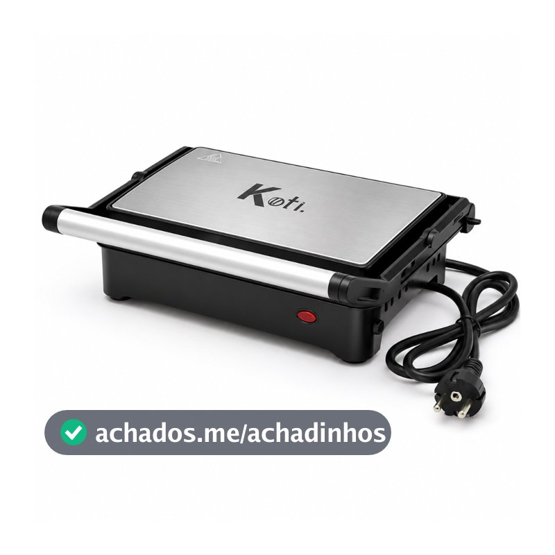Grill e Sanduicheira Elétrica Multiuso Koti Elegance Toast Inox Antiaderente Esquenta Rápido 880w 110V ou 220v