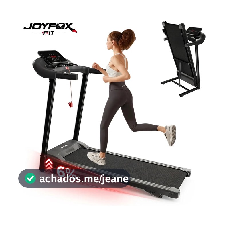 Esteira Elétrica Dobrável JOYFOX 2.0HP Silenciosa 14km/h para Casa Fitness Residencial com Display LED Monitor Cardíaco