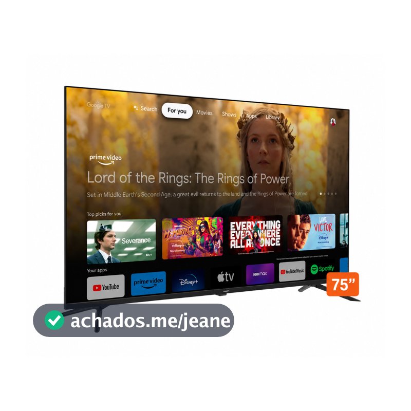 Smart TV Philips LED 75" 75PUG7019/78 4K UHD DLED Wi-Fi HDMI USB