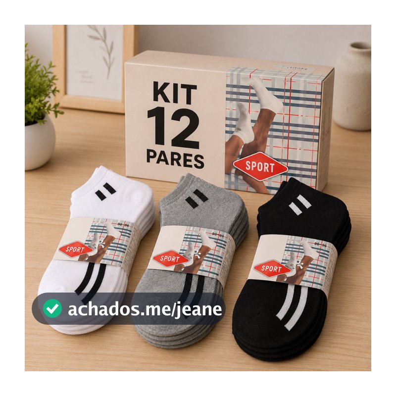 Kit Meia Soquete Cano Curto Masculina Feminina Unissex Confortaveis 3, 6, 12 e 24 Pares Menor Preço