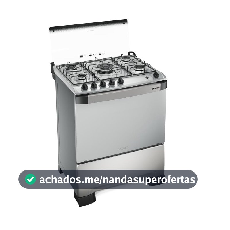 Fogão Mueller 5 Bocas Mesa de Vidro Inox - Decorato Vetro G3