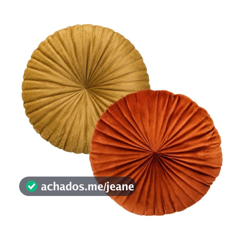 Kit 2 Almofadas Redondas Rendy Veludo Premium Decorativa - Sala, Quarto - Almofada Cheia Várias Cores