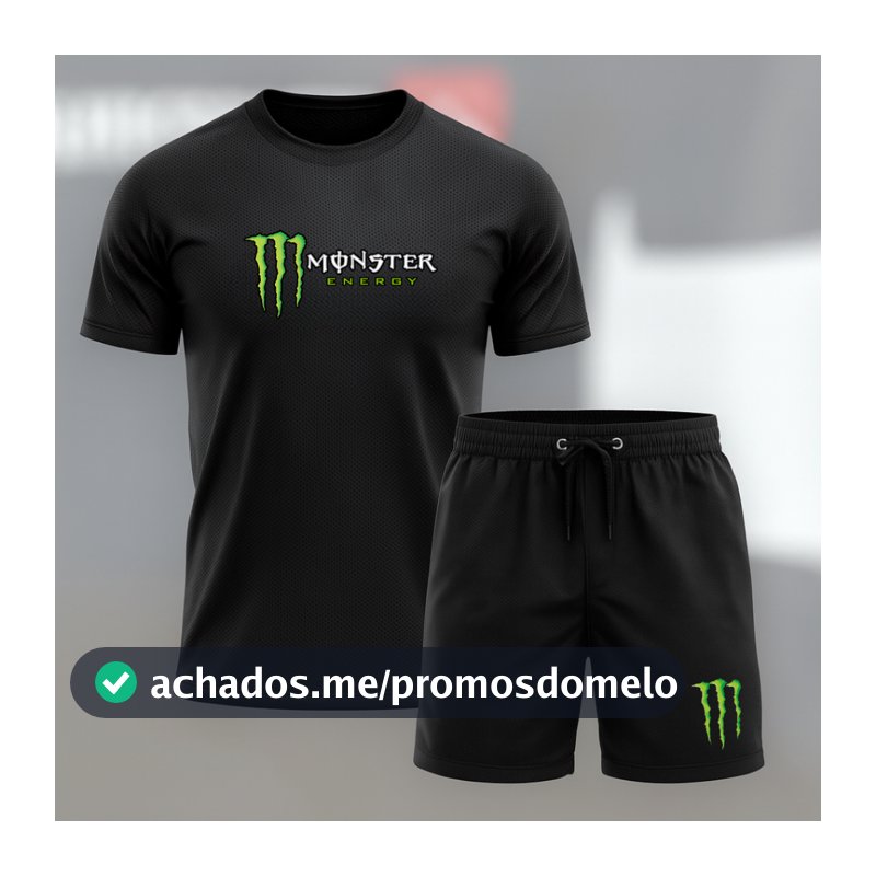 Conjunto Camiseta e Bermuda MNST - Kit 2 Peças - 1 Camisa Dry fit | 1 Short Tactel Mauricinho Esportivo Academia Slim