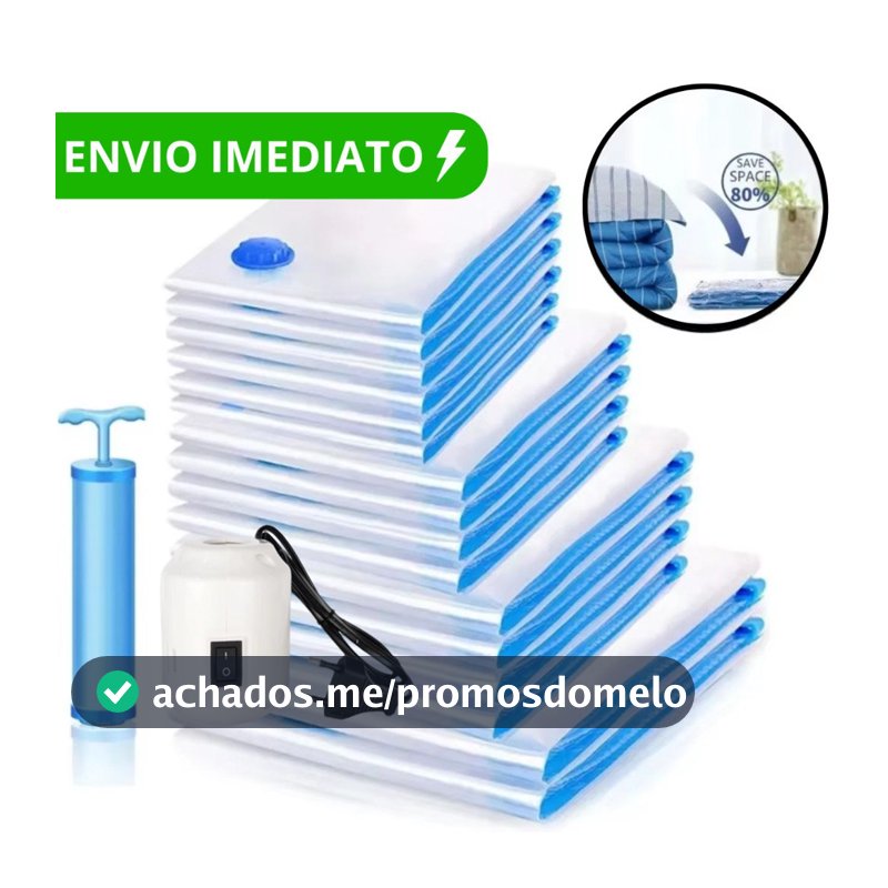Kit Saco A Vácuo Grande Organizador Edredom Coberto Mala Roupa Viagem De Cama com Bomba Manual Tamanho Grande