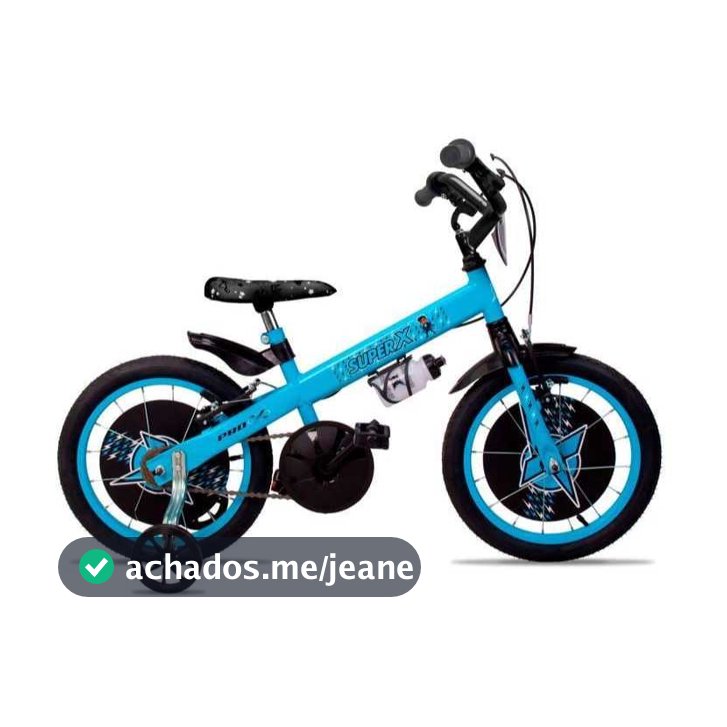 Bicicleta Aro 16 Infantil Menino Pro-X Super X com Rodinha de Treino e Pneu 2.1 Aro Alumínio