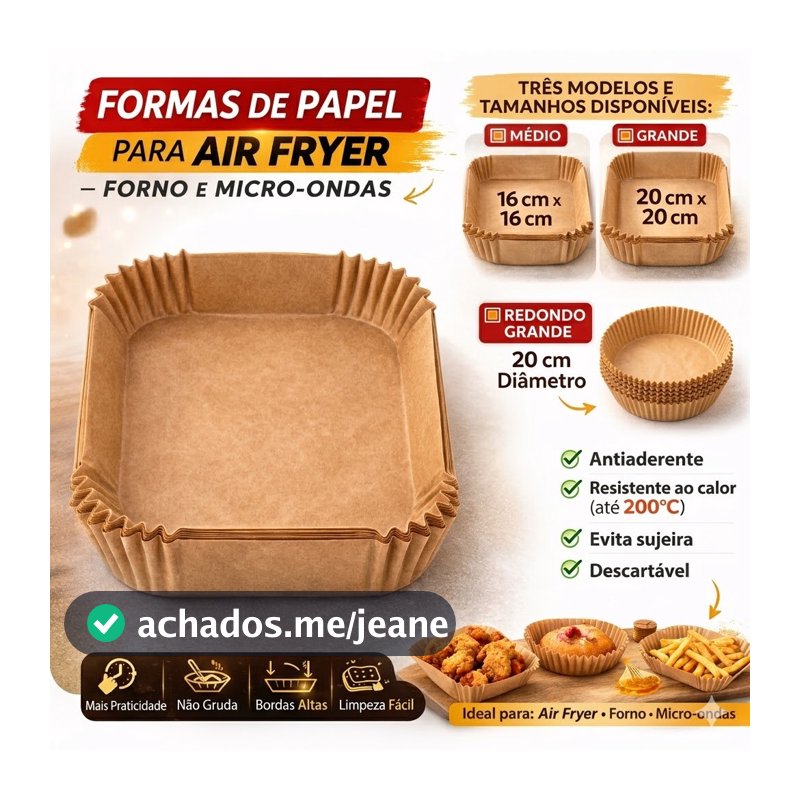 Formas Assadeira Papel Manteiga Descartável Para Air Fryer Sem Sujeira