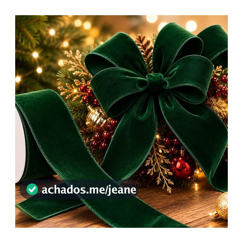 Rolo de Fita Aramada Veludo Dupla Face Diversas Cores Decoração Natal 9,14M X 6,3CM Luxo