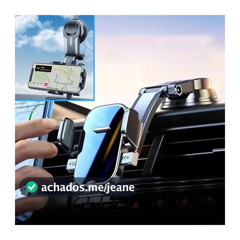 Suporte Universal p/ Celular no Carro - Multifuncional p/ Painel e Navegação, Compatível com Todos os Smartphones