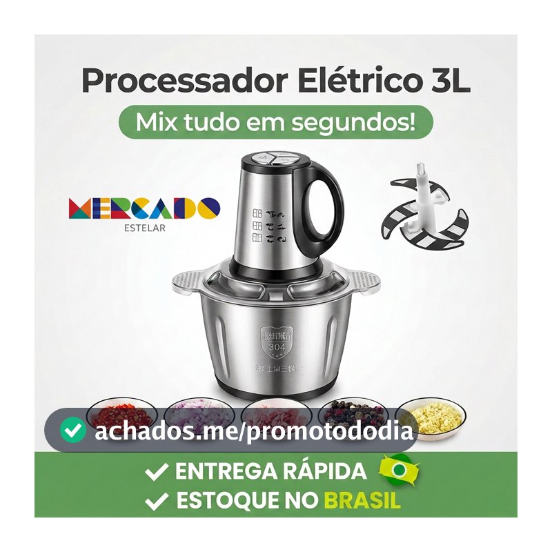 3L Picador De Alimentos Moedor De Carne Mixer Elétrica Processador Cozinha Casa Alho - 110v-220v