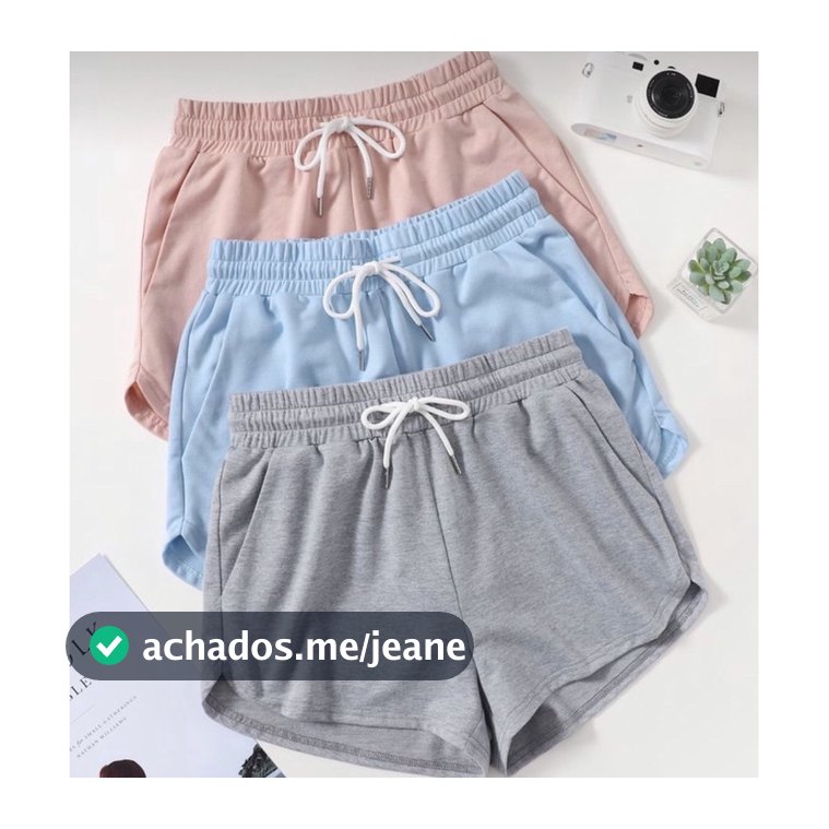 Kit 3 Short Moletinho feminino cós elástico do PP ao Plus Size G6