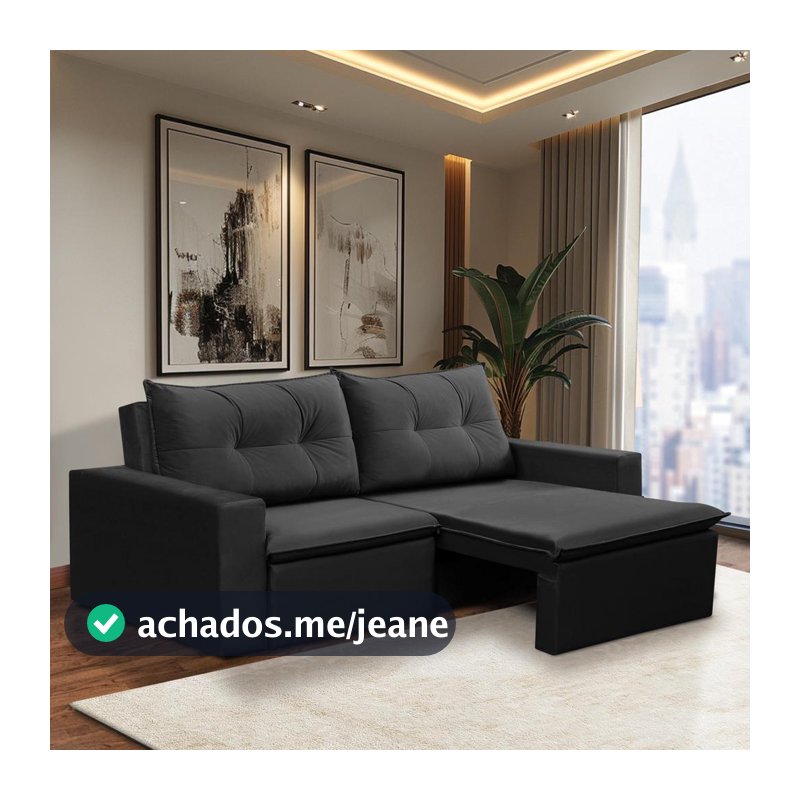 Sofá Retrátil 2 Lugares 1,80m Luna Suede Adonai Estofados