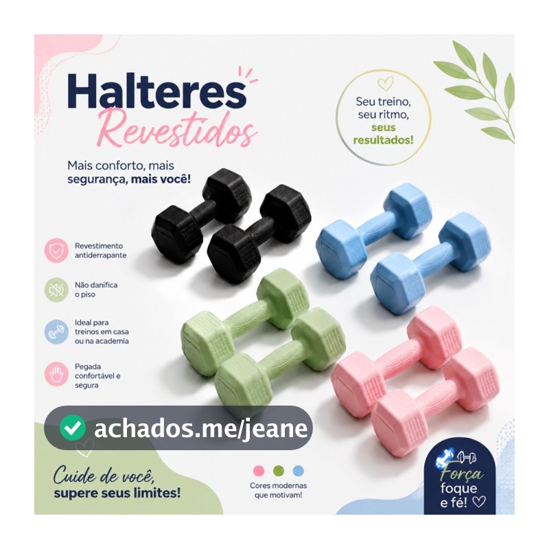 Halteres Hexagonais emborrachados: antiderrapantes, silenciosos e duráveis. Várias cores e pesos.