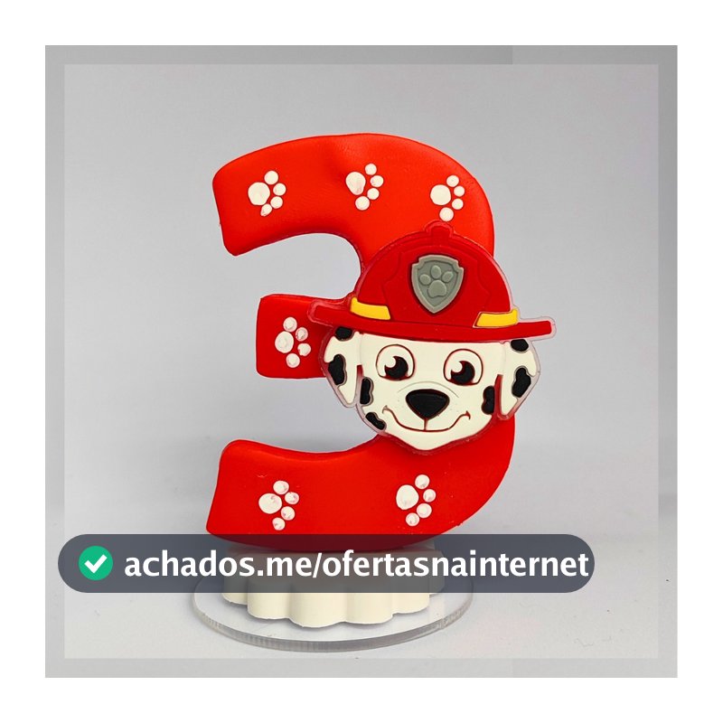 Vela de Aniversário Patrulha Canina em Biscuit com Aplique | Marshall  | Pronta Entrega