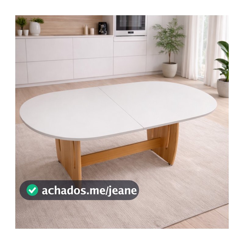 Mesa de Jantar Oval em Mdf Para Sala de Estar e Cozinha 137x90cm