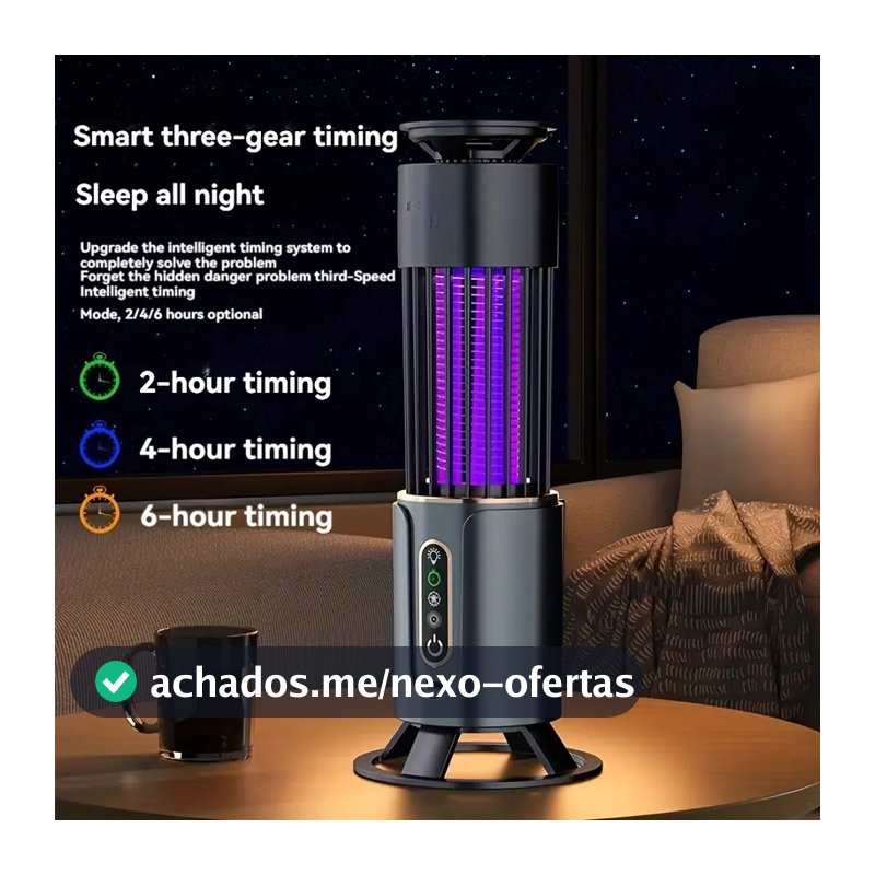 Lâmpada Elétrica Portátil Mata-Mosquitos Com  Luz UV Sem Radiação  Usb Recarregável Armadilha Para Insetos