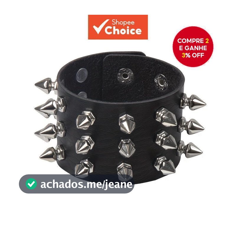 Pulseira de Couro com Espinhos Estilo Punk Gótico na Moda | Pulseira Ajustável Unissex para Hiphop e Festa