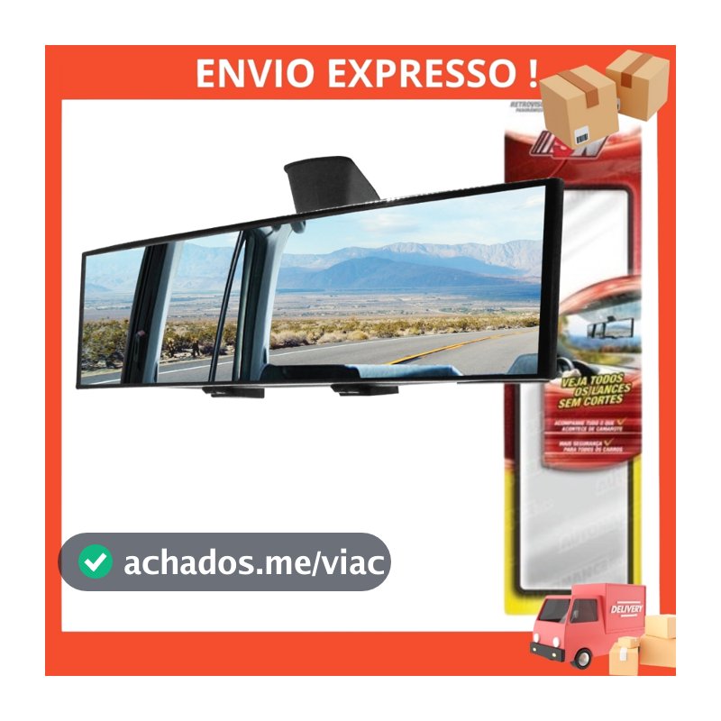 Espelho Retrovisor Interno Universal Panorâmico Automotivo Para Carros Com Ponto Cego 300mm