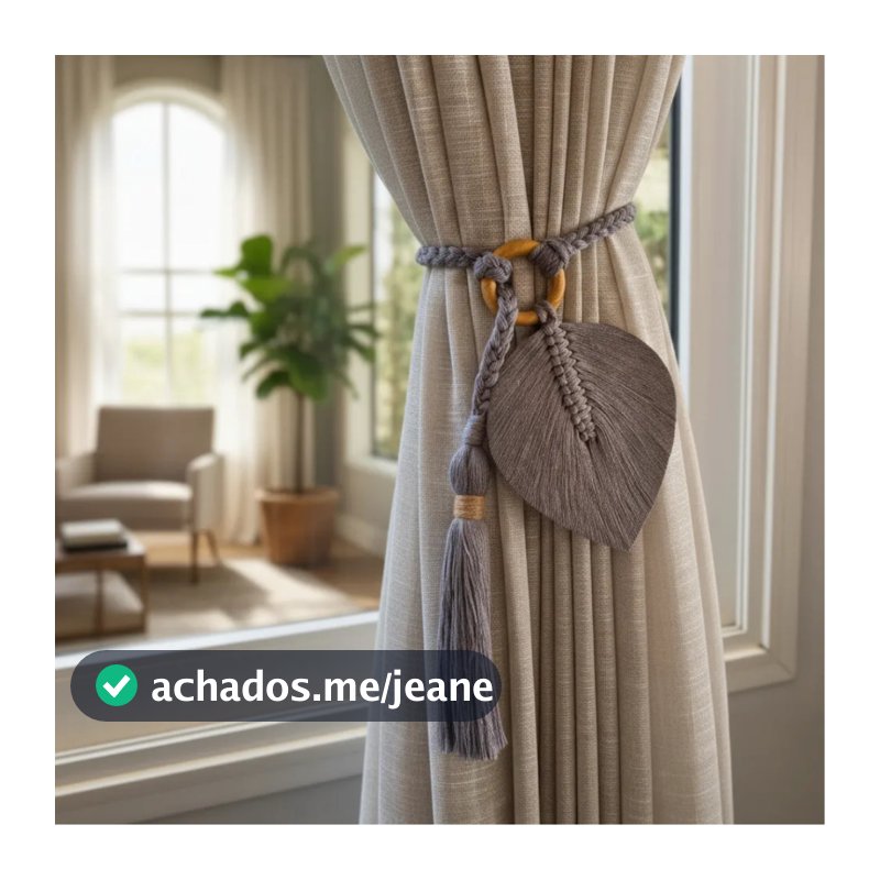 Kit 2 Prendedores de Cortina Abraçadeira Macramê Sala Quarto Cozinha Decoração Boho Chic